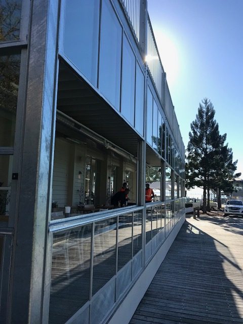 Glazed walkway with balustrade