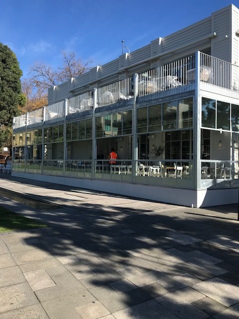 Two-storey commercial glazing with awnings